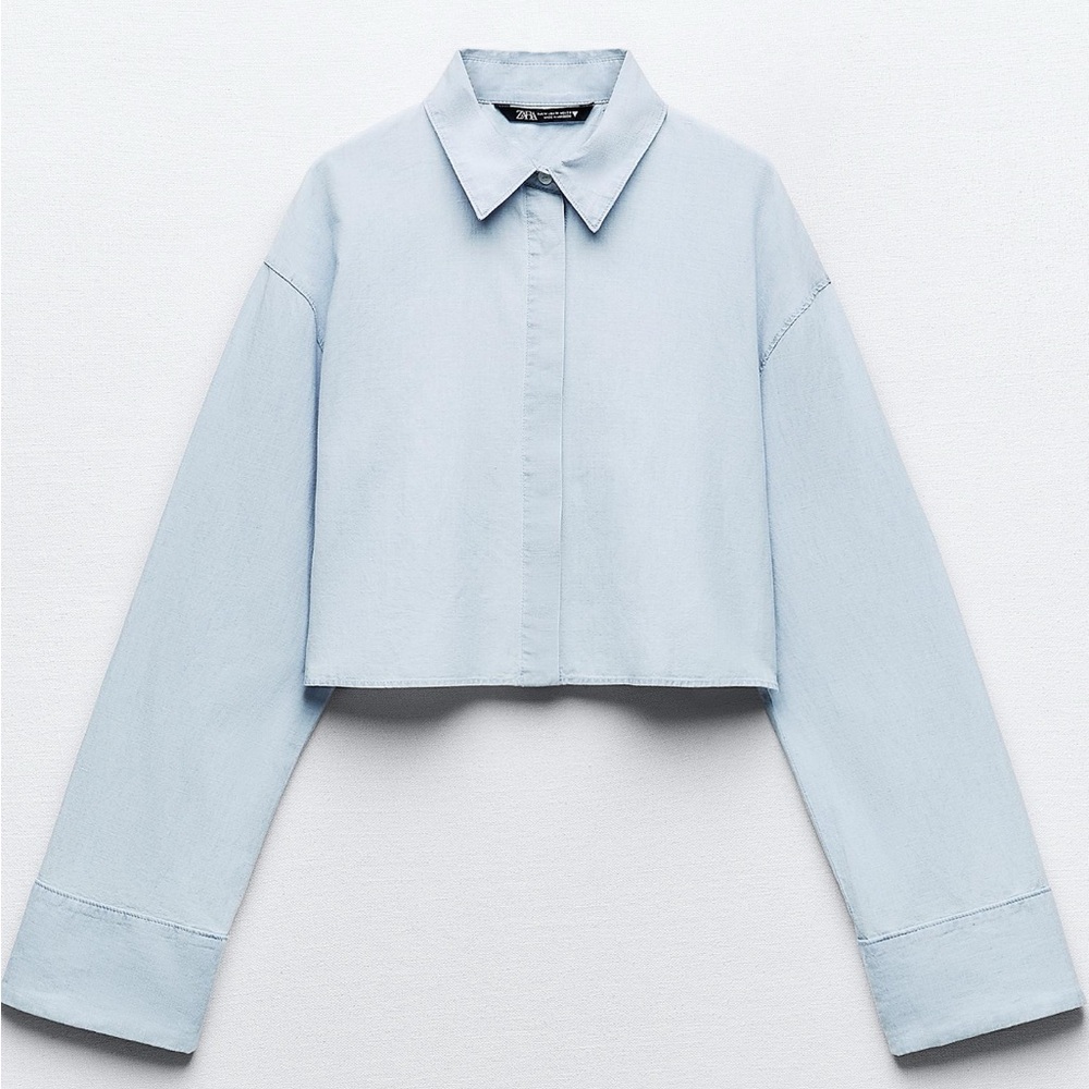 ZARA CROSS-BACK CROPPED SHIRT